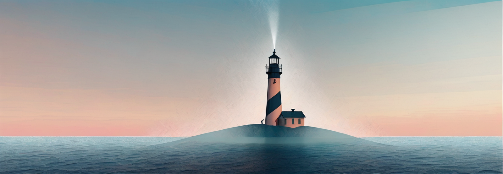 Cyberfulness illustration of a colorful lighthouse, representing guidance, vision, and professional growth