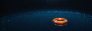 Orange life preserver floating on calm blue ocean water - longevity and life preservation featured on Cyberfulness