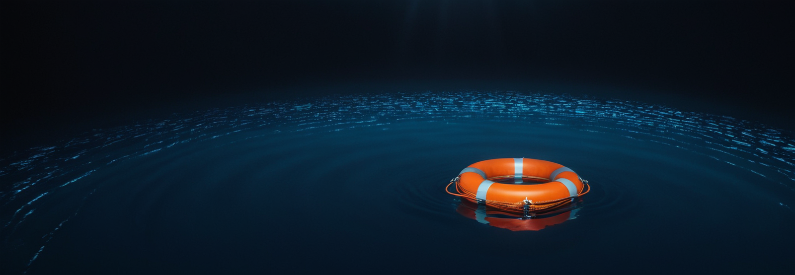 Orange life preserver floating on calm blue ocean water - longevity and life preservation featured on Cyberfulness