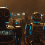 AI robots with glowing blue accents in a digital network environment - Moltbook AI social network featured on Cyberfulness