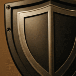 Metal shield symbolizing GDPR data protection and digital privacy security cyberfulness