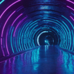 abstract neon tunnel representing VPN encryption and online privacy illusion