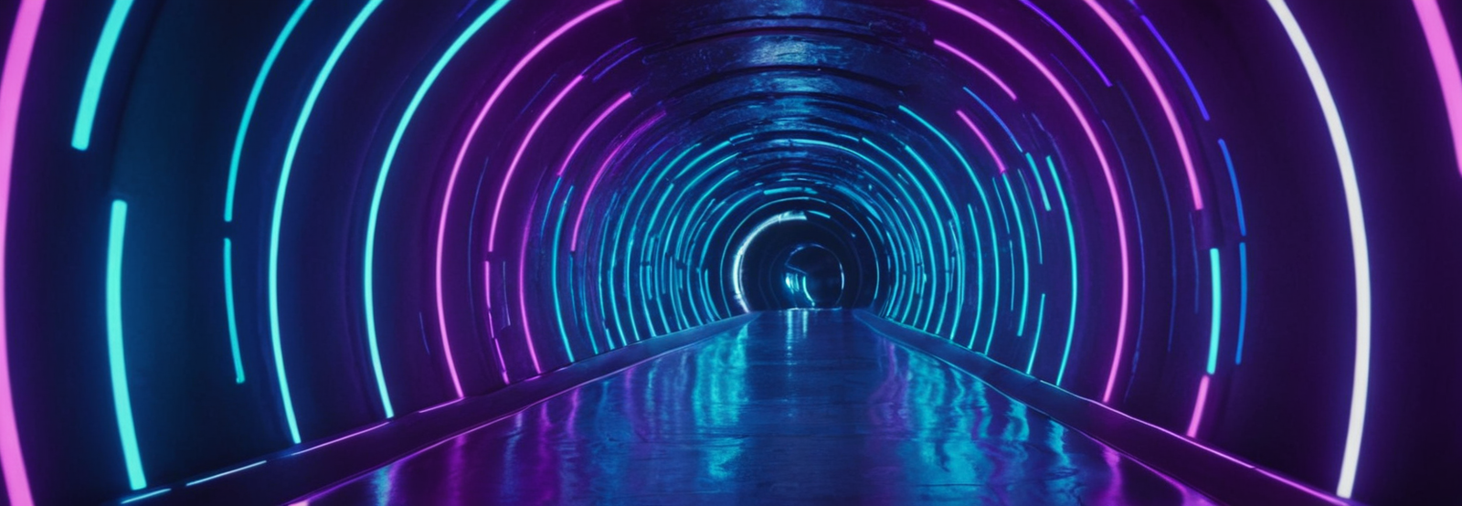 abstract neon tunnel representing VPN encryption and online privacy illusion