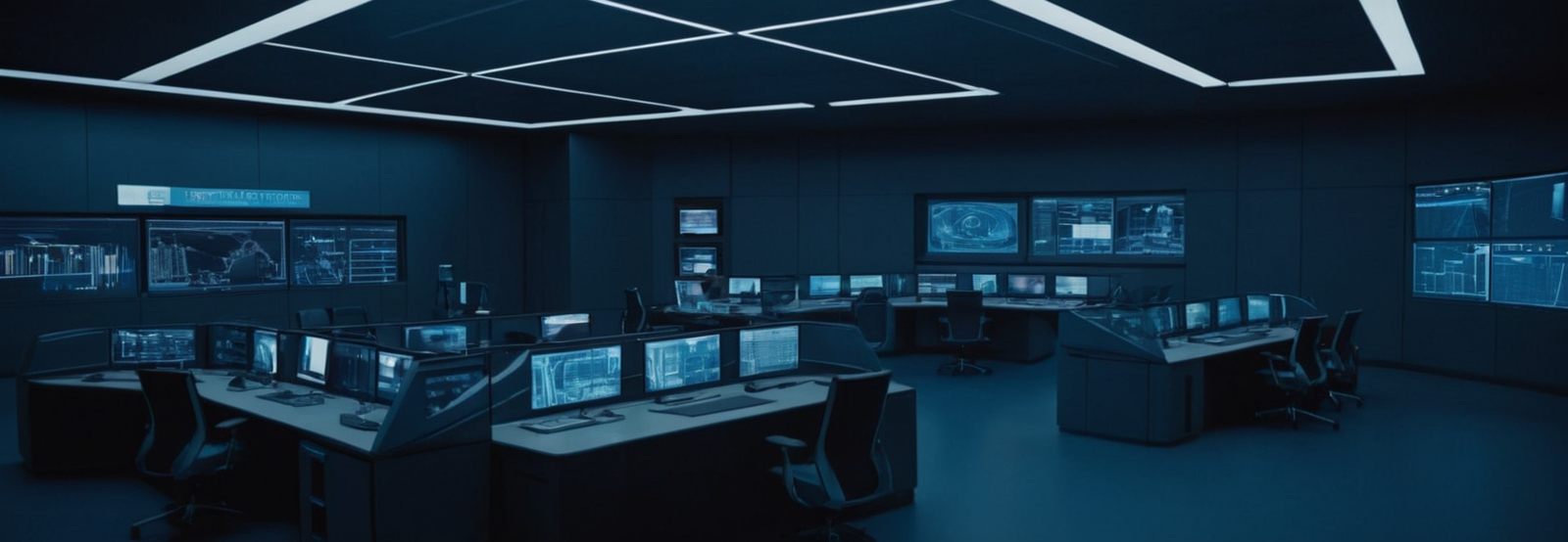 Futuristic enterprise control room visualizing AI agents managing automated business workflows, digital infrastructure, and operational intelligence in a modern corporate environment.