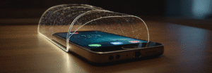 Cyberfulness illustration of a smartphone protected by a transparent shield representing privacy versus digital convenience