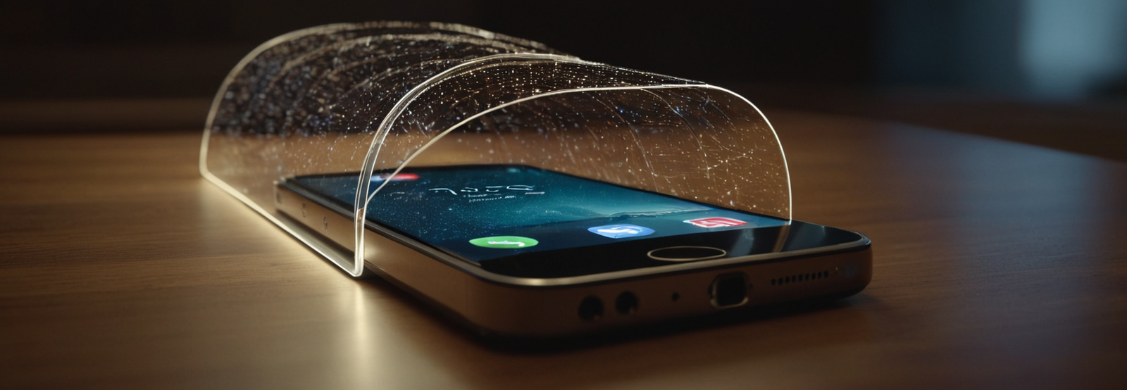 Cyberfulness illustration of a smartphone protected by a transparent shield representing privacy versus digital convenience